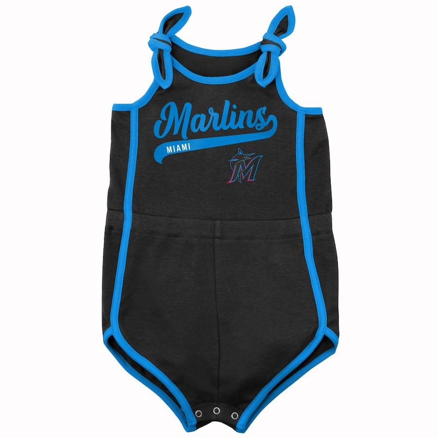 Miami Marlins Infant Hit & Rum Romper Onesie - Black