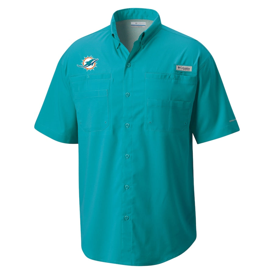 Miami Dolphins Columbia PFG Tamiami Shirt Primary Logo - Aqua