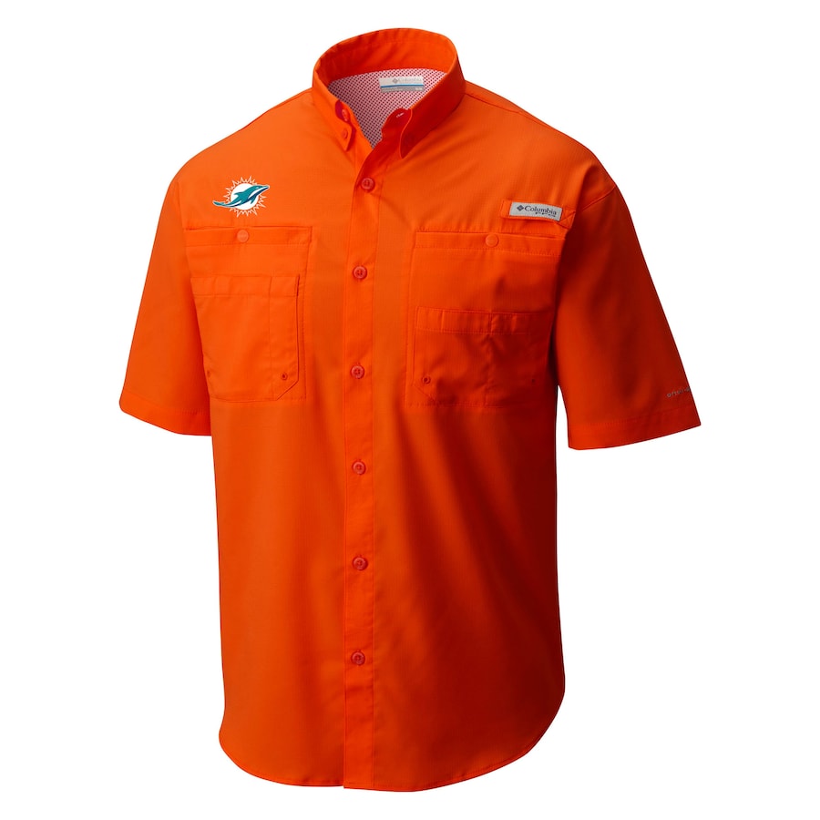 Miami Dolphins Columbia PFG Tamiami Shirt Primary Logo - Orange
