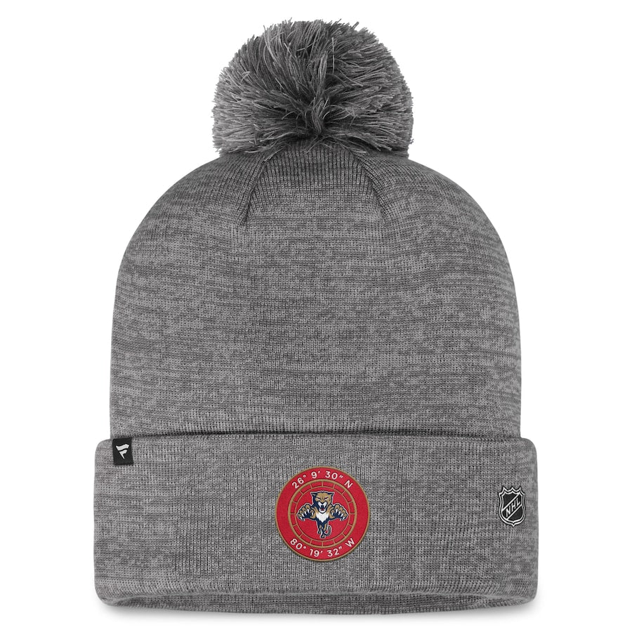 Florida Panthers Fanatics Authentic Pro Home Ice Cuffed Knit Hat with Pom - Grey