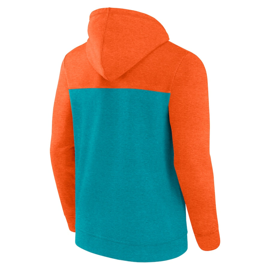 Miami Dolphins Fanatics Down and Distance Full Zip Hoodie - Aqua/Orange