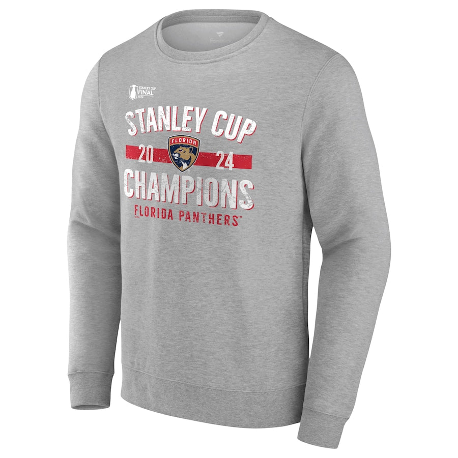 Florida Panthers 2024 Stanley Cup Champions Throwback Crew Sweatshirt - Heather Grey