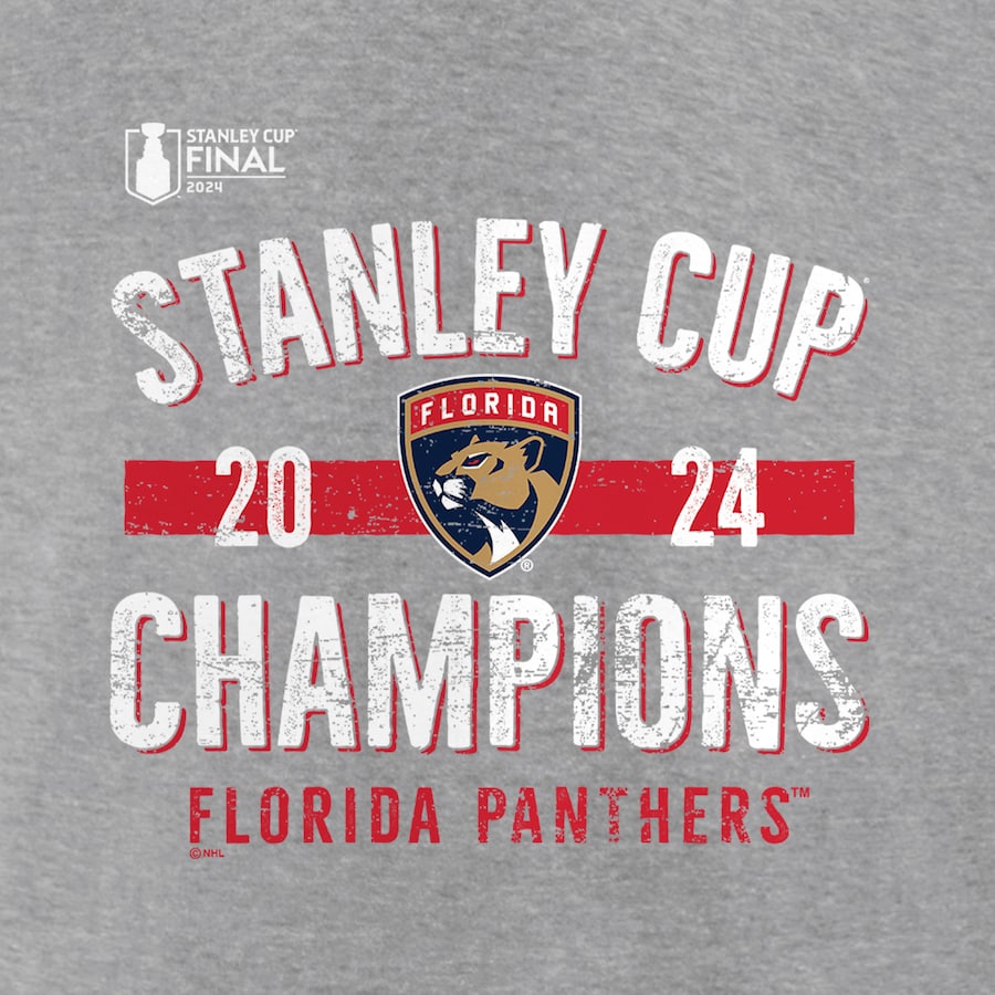 Florida Panthers 2024 Stanley Cup Champions Throwback Crew Sweatshirt - Heather Grey