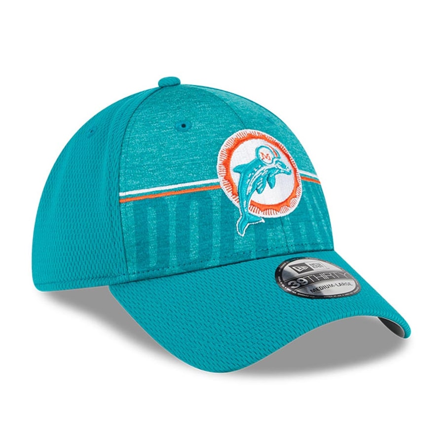 Miami Dolphins New Era NFL Training Camp Throwback 39THIRTY Flex Fit Hat - Aqua