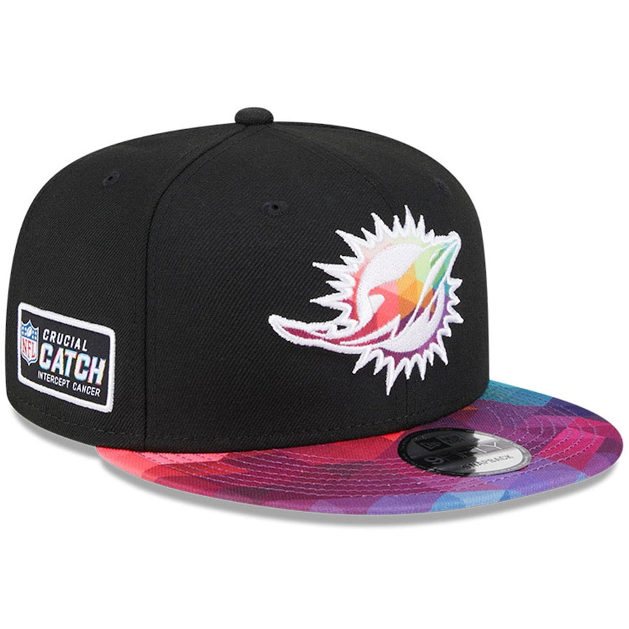 Miami Dolphins New Era 2023 NFL Crucial Catch 9FIFTY Snapback Hat - Black