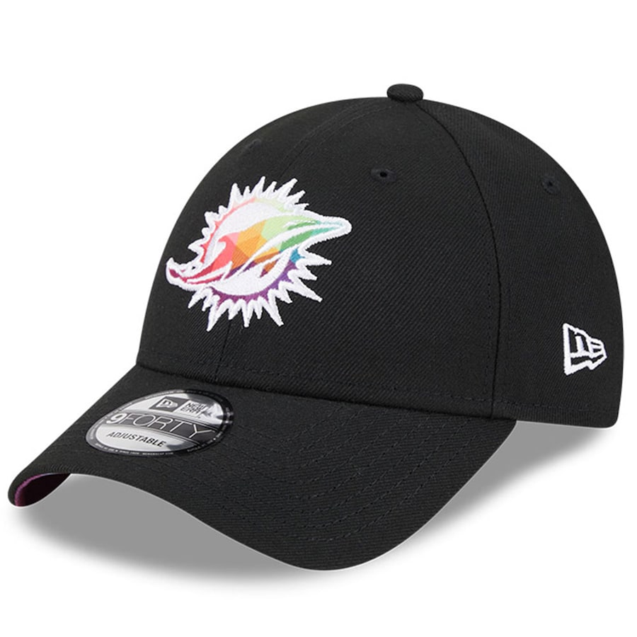 Miami Dolphins New Era 2023 NFL Crucial Catch 9FORTY Adjustable Hat - Black