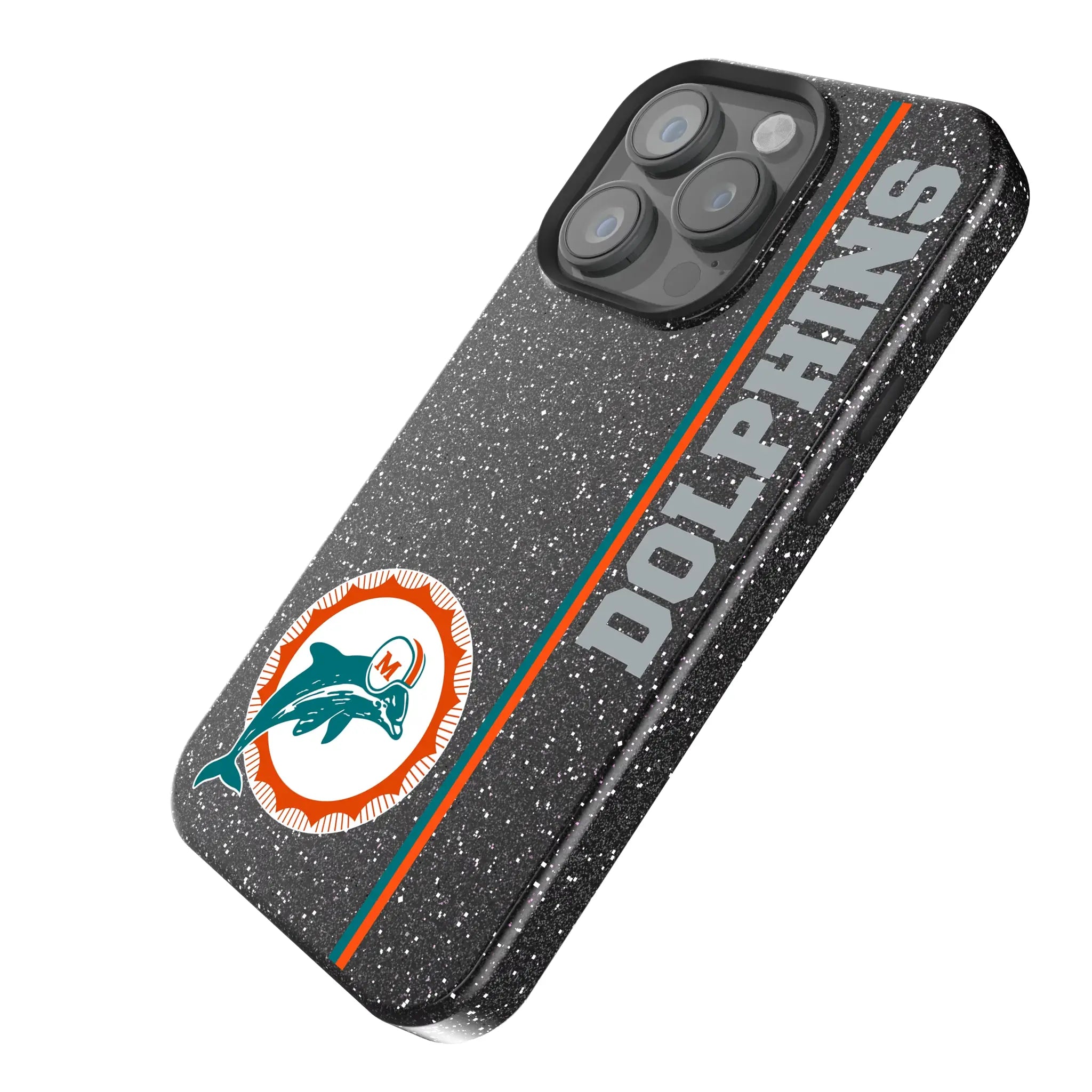 Miami Dolphins 1966-1973 Historic Collection Sidebar Black Bling Phone Case for Apple iPhone