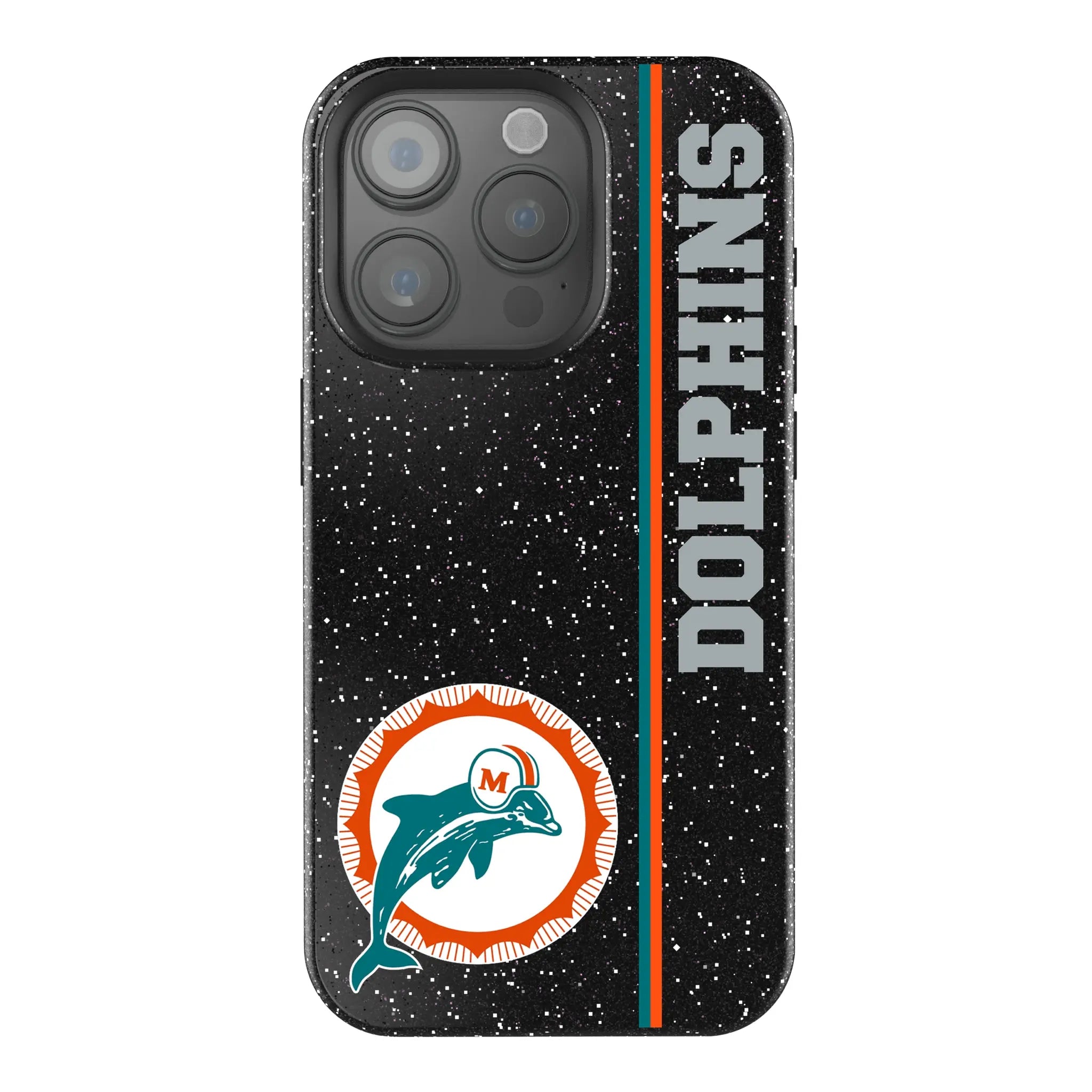 Miami Dolphins 1966-1973 Historic Collection Sidebar Black Bling Phone Case for Apple iPhone