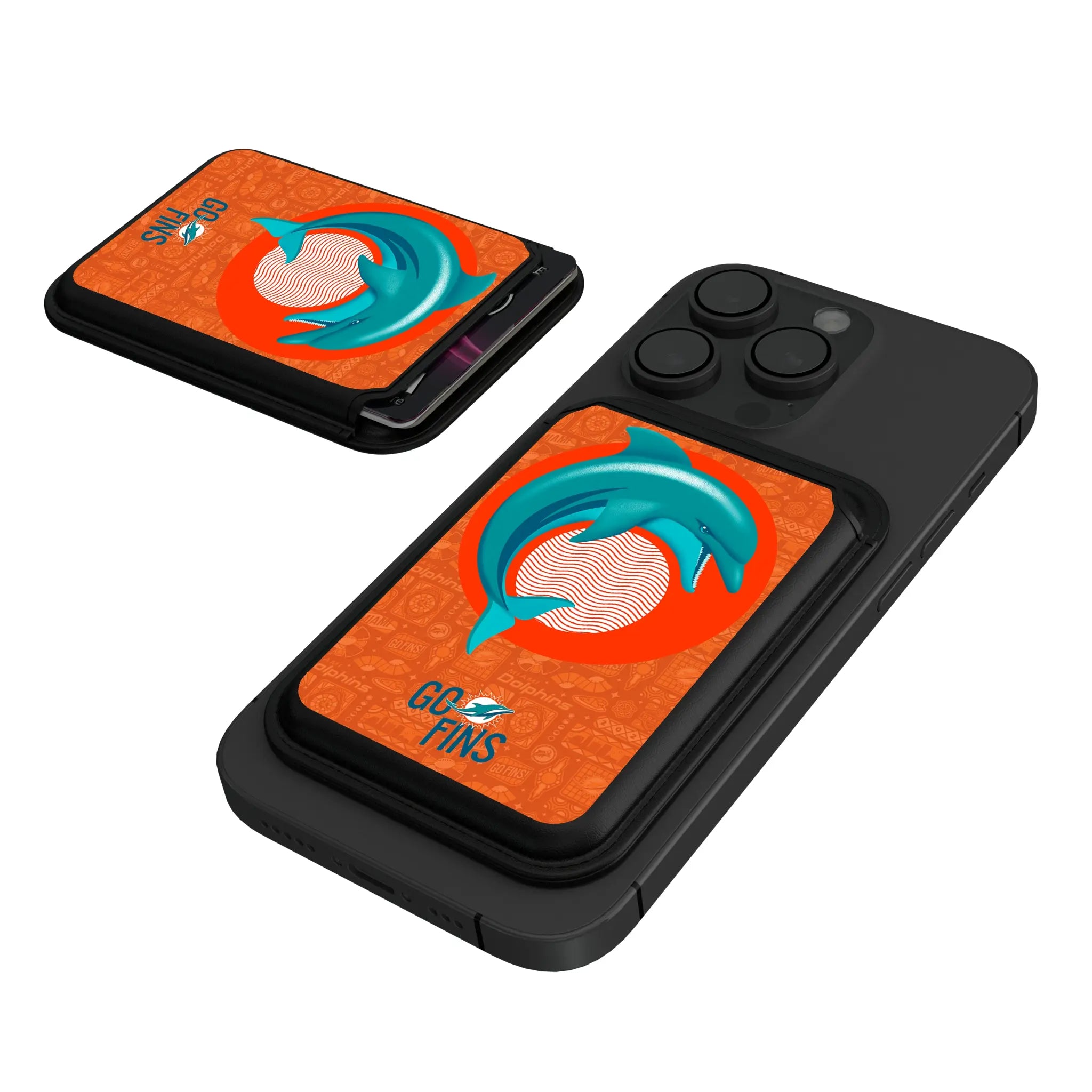 Miami Dolphins Deco Black Magnetic Credit Card Wallet