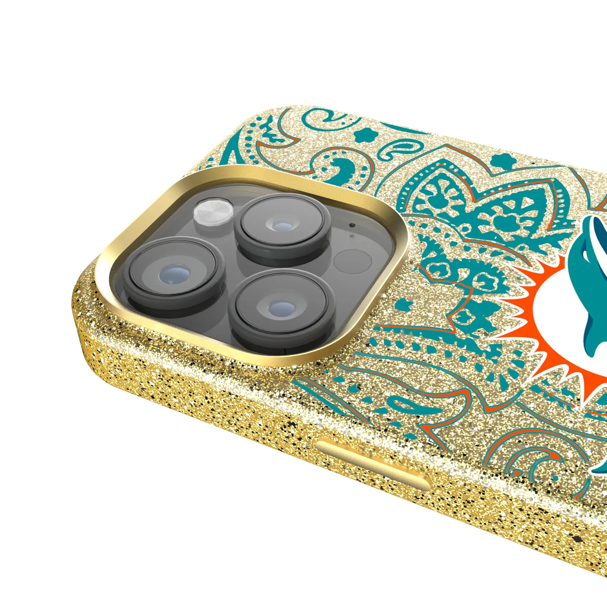 Miami Dolphins Paisley Bling Phone Case for Apple iPhone