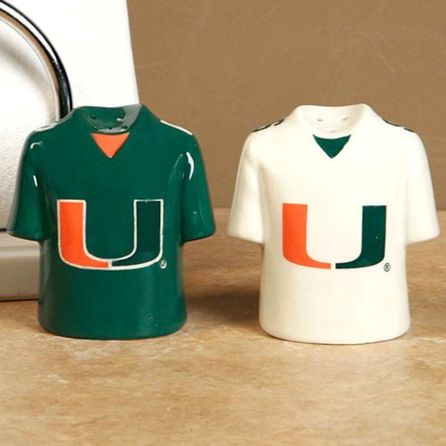 Miami Hurricanes Salt and Pepper Jersey Shaped