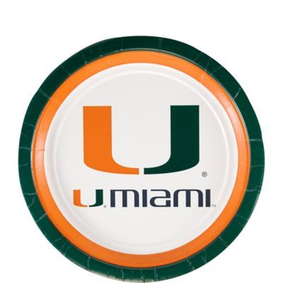 Miami Hurricanes 9 Inch Paper Plates - 10 pk