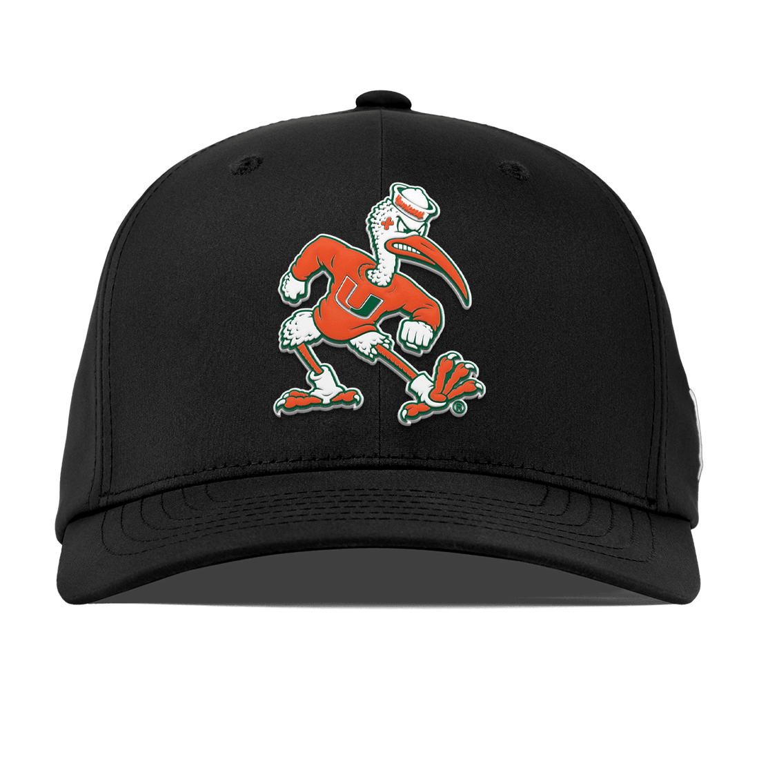 Miami Hurricanes Branded Bills "Sebastian the Ibis" Flexfit Performance Fitted Hat - Black