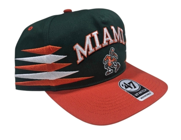 Miami Hurricanes 47 Brand Diamond Cut Hitch Adjustable Hat - Green/Orange