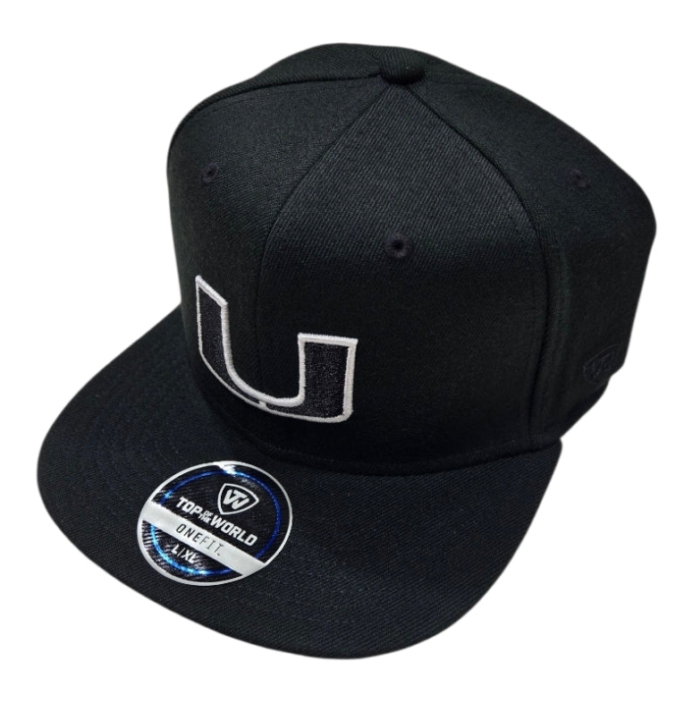 Miami Hurricanes Top of the World Fundamentals Flex Fit Hat - Black