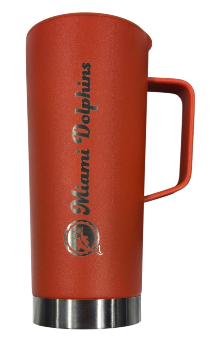 Miami Dolphins 18 oz Laser Etched Roadie Cup w/Handle - Orange
