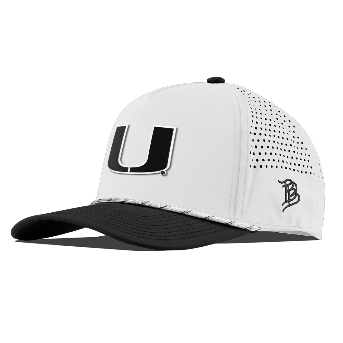 Miami Hurricanes Branded Bills "Primary Logo" Curved 5 Panel Rope Hat - White/Black