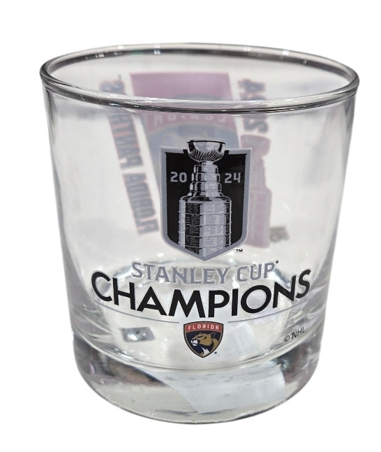 Florida Panthers 2024 First Stanley Cup Champions Rocks Glass - 10oz