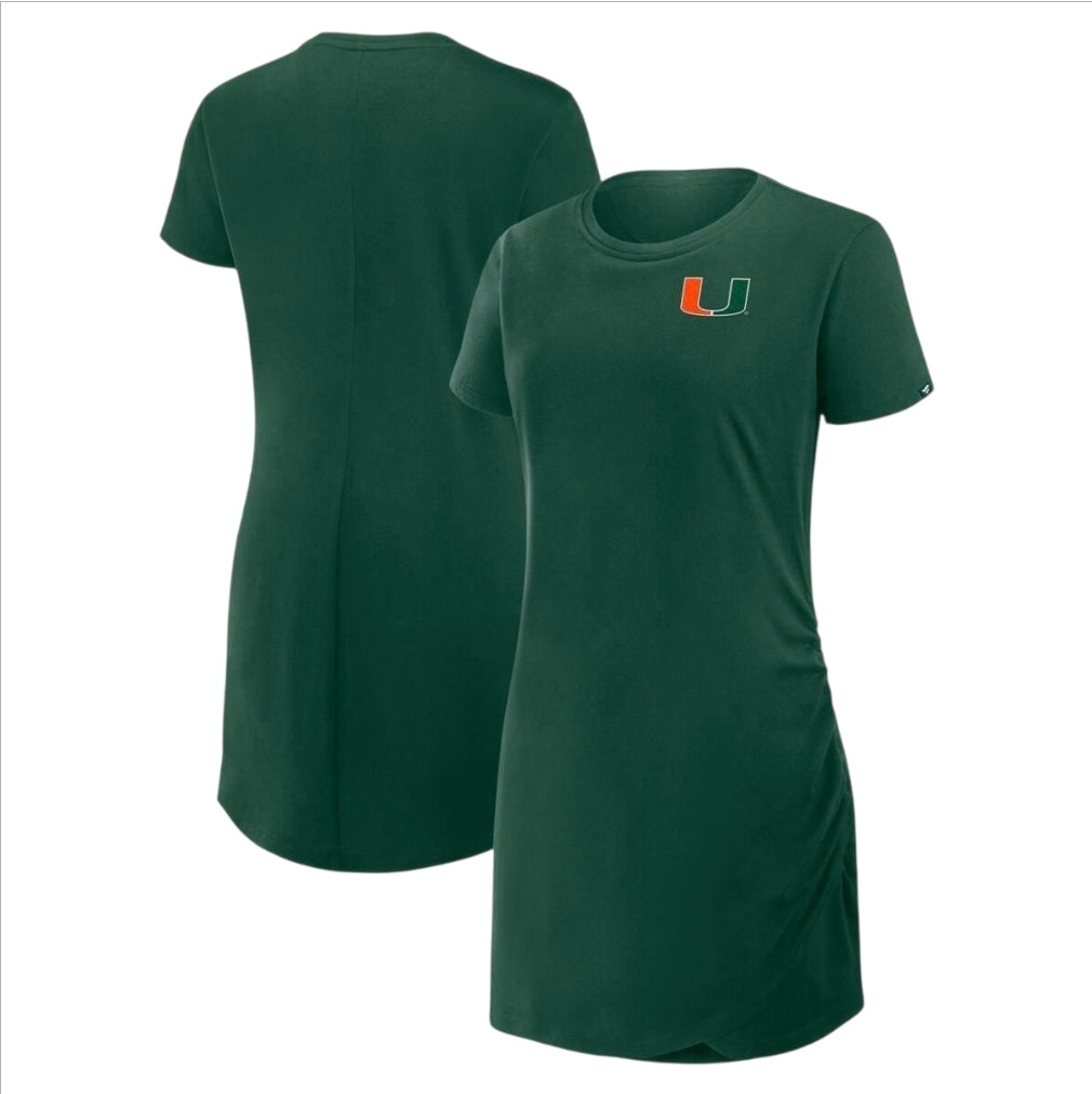 Miami Hurricanes Fanatics Women's Relaxed Fix Drape T-Shirt Dress - Green