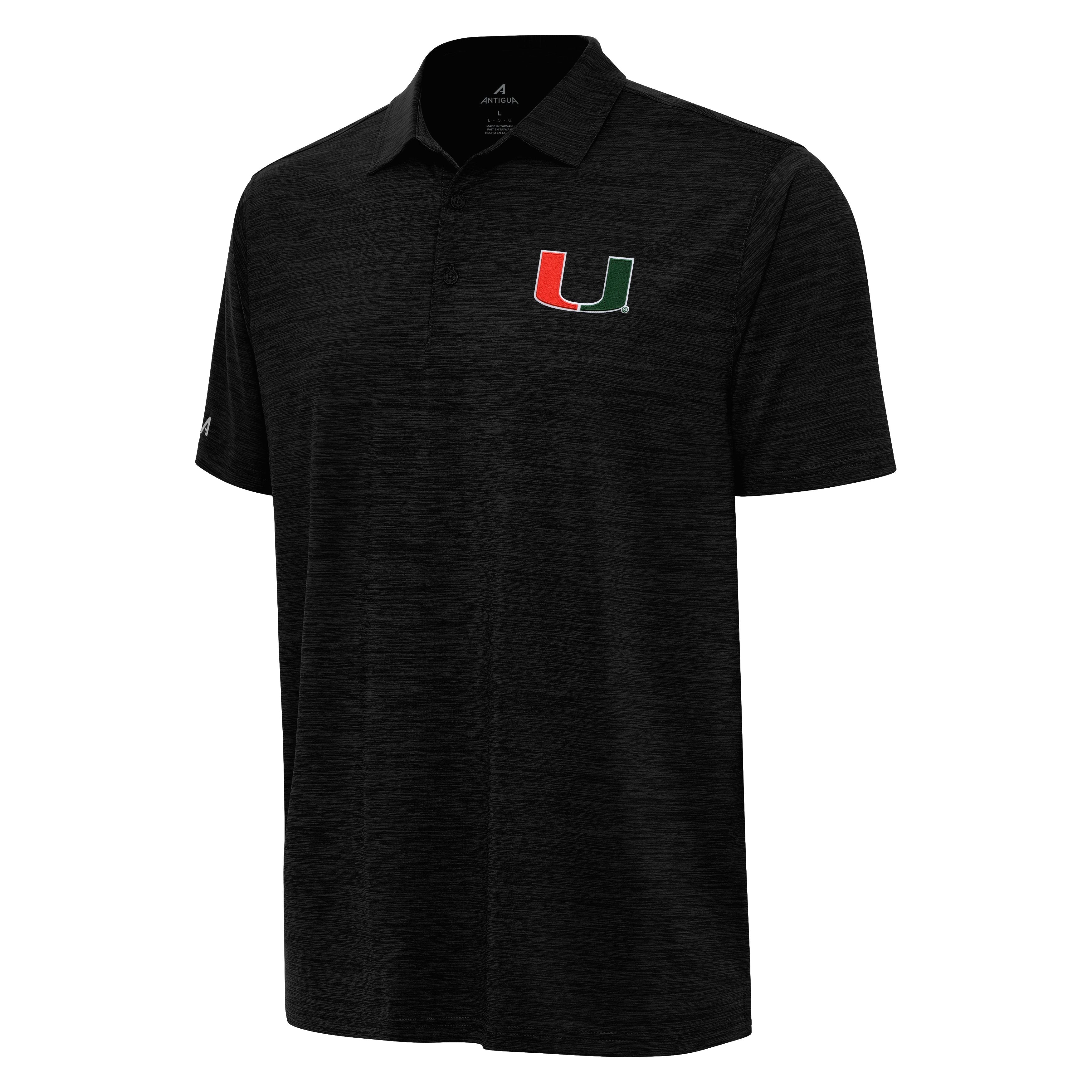 Miami Hurricanes Antigua Primary Logo Layout Polo - Black