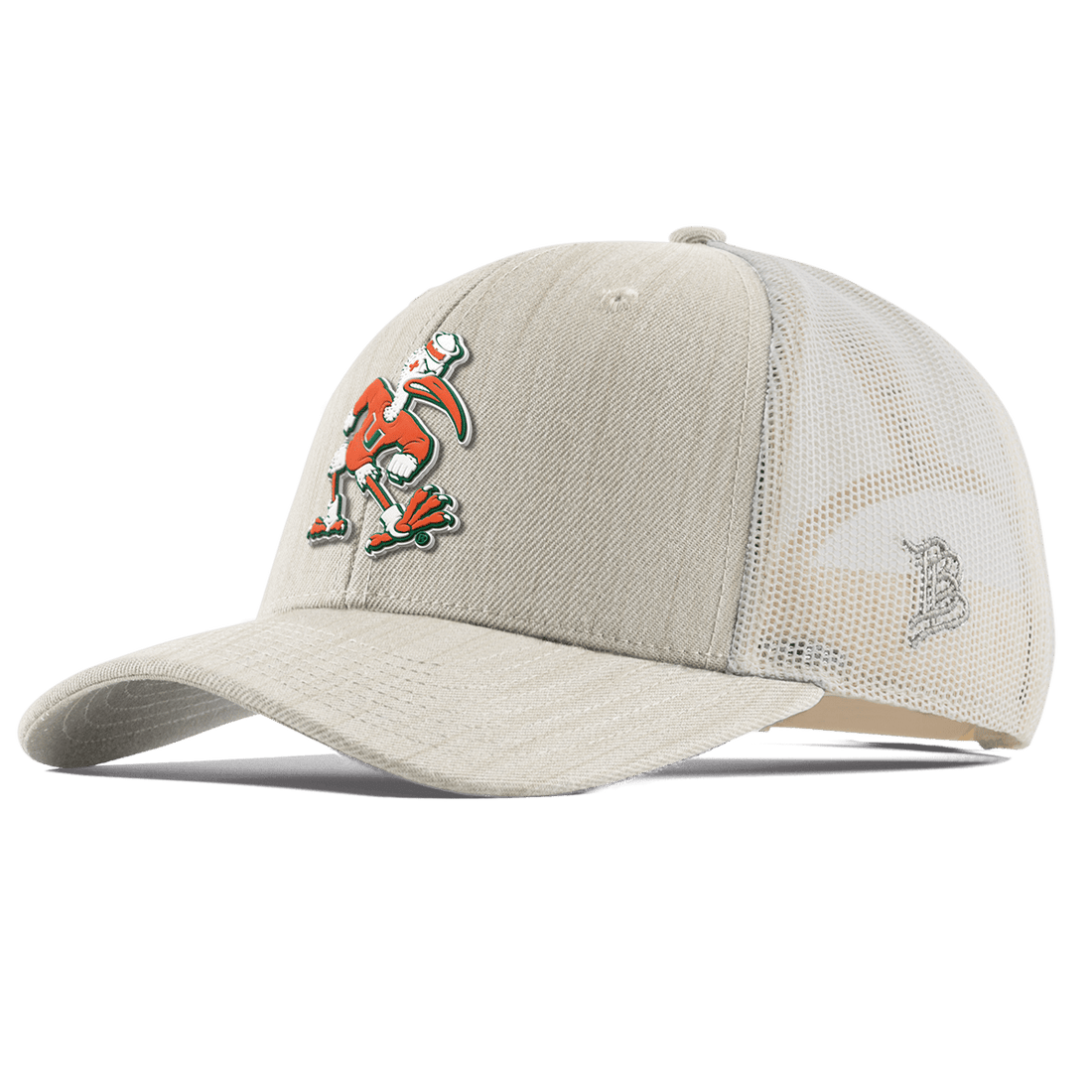 Miami Hurricanes Branded Bills "Sebastian the Ibis" Curved Trucker Hat - Light Beige