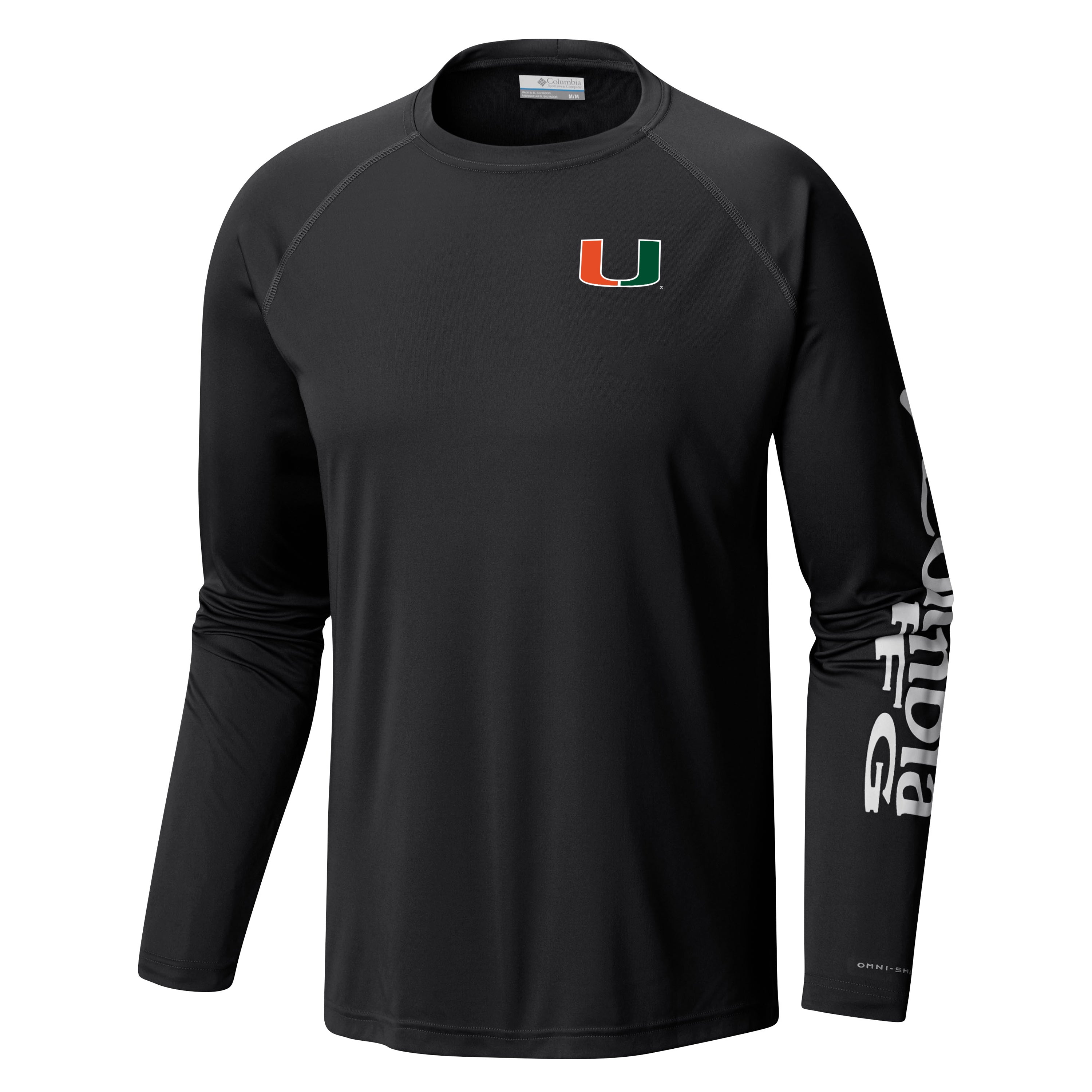Miami Hurricanes Columbia Terminal Tackle Fish Flag L/S T-Shirt - Black