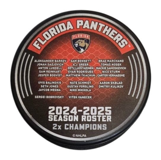 Florida Panthers 2025 Stanley Cup Champions Roster Puck