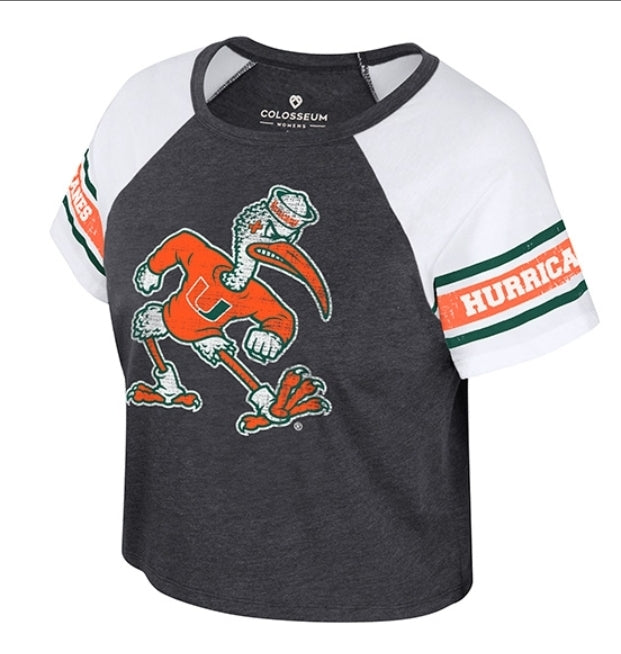 Miami Hurricanes Colosseum Women's Gloria Crop T-Shirt - Charcoal