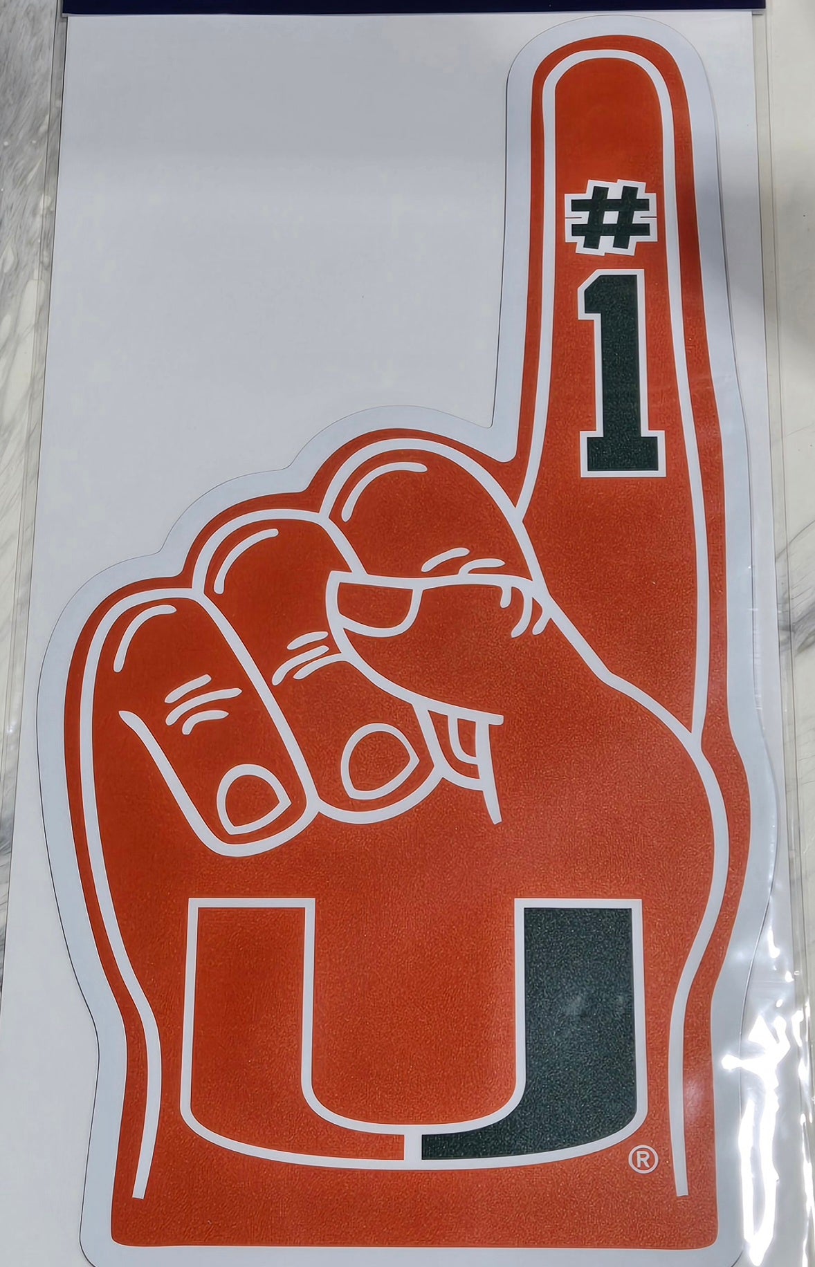 Miami Hurricanes Foam Finger Dizzler Decal 2"