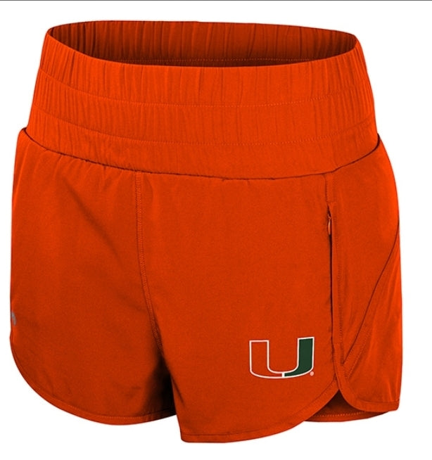 Miami Hurricanes Colosseum Women's Stop By High Waist Shorts - Orange