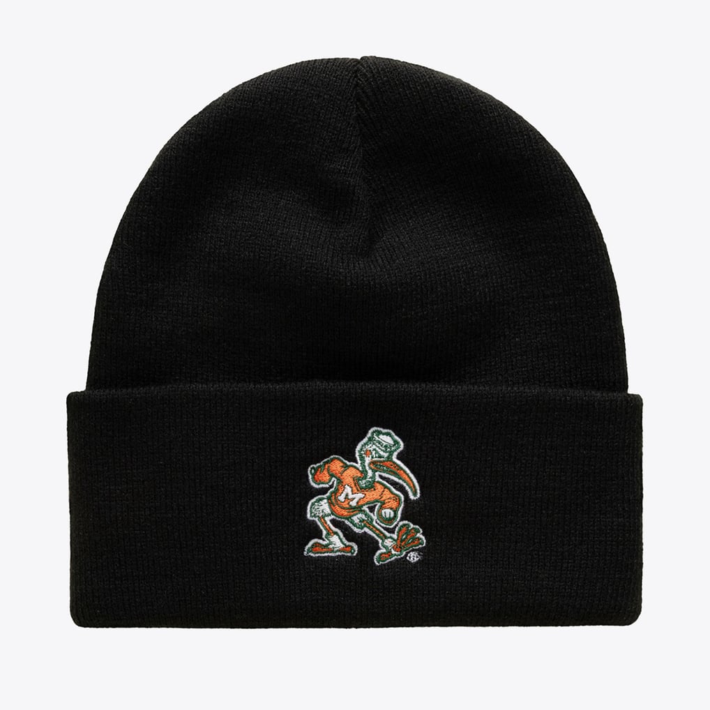 Miami Hurricanes Mitchell & Ness Core Knit Beanie - Black