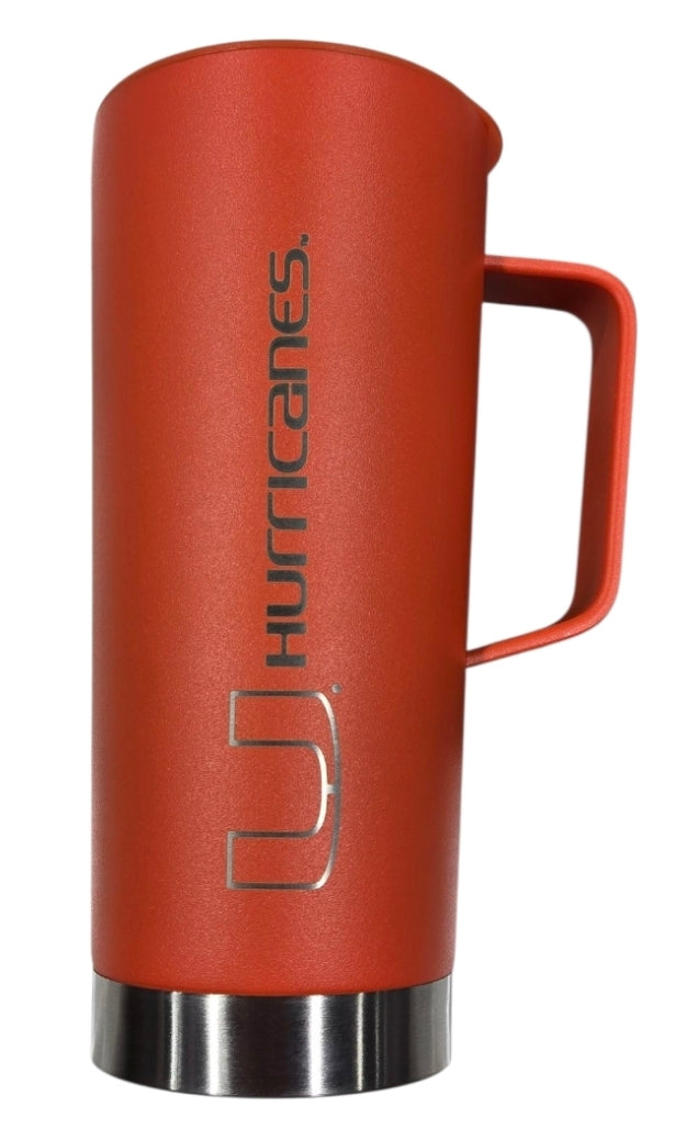 Miami Hurricanes 18 oz Laser Etched Roadie Cup w/Handle - Orange