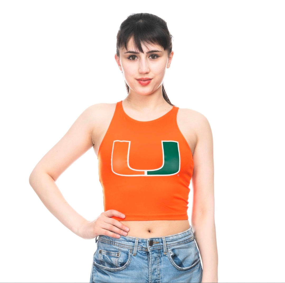 Miami Hurricanes ZooZatz U Logo 1st Down Crop Top - Orange