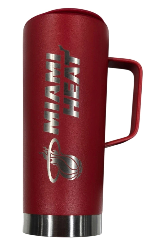 Miami Heat 18 oz Laser Etched Roadie Cup w/Handle - Red