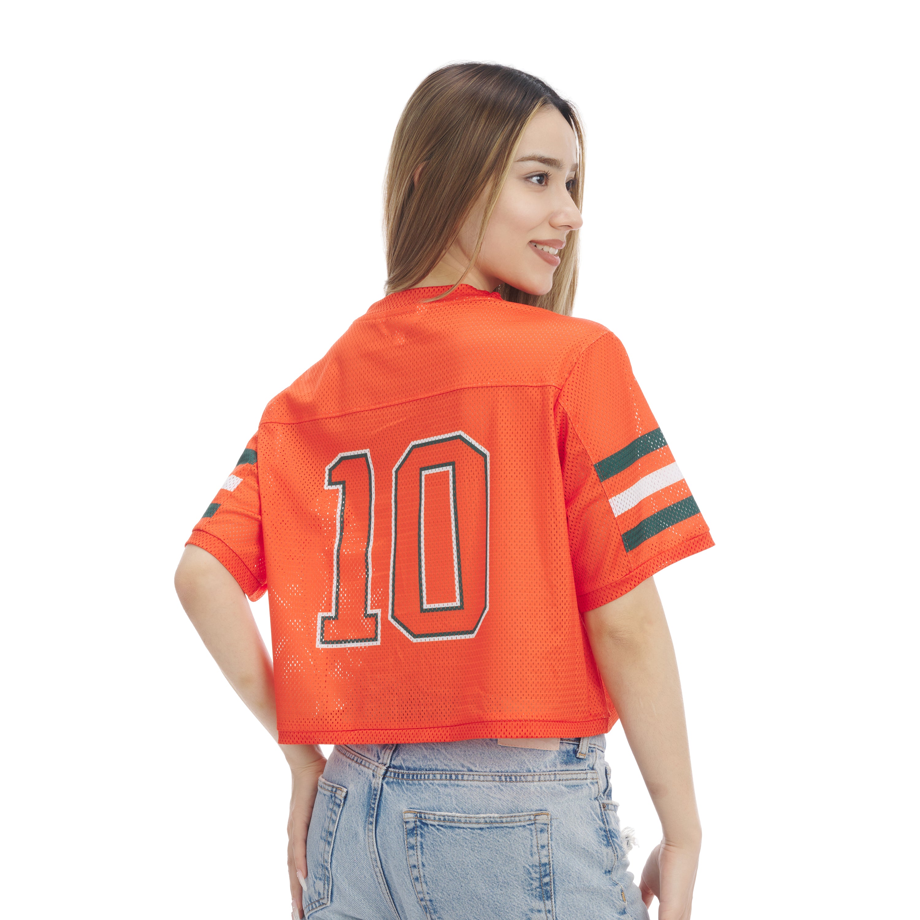 Miami Hurricanes ZooZatz Mesh Game Day Crop Jersey - Orange