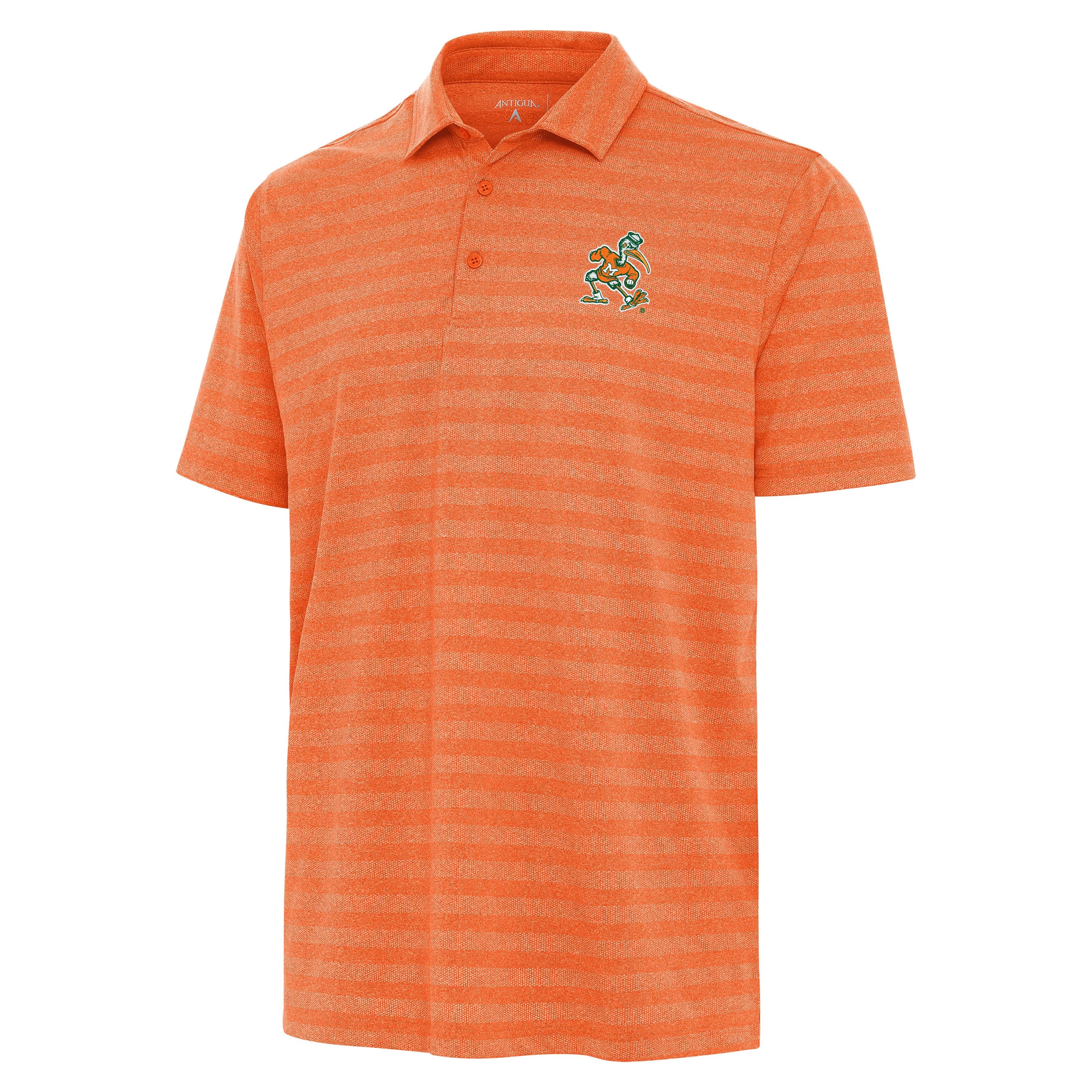 Miami Hurricanes Antigua Primary Logo Urge Mesh Stripe Polo - Mango