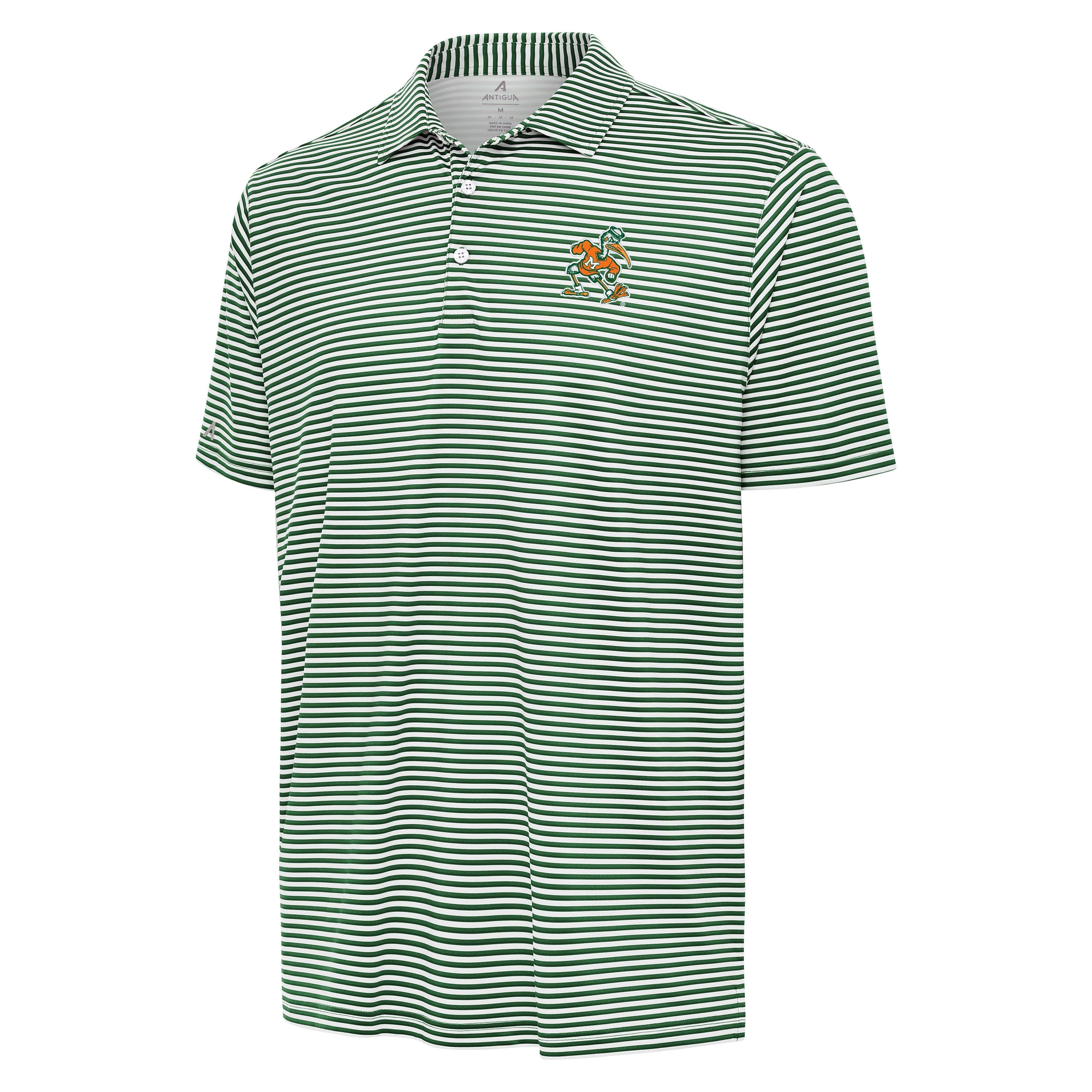 Miami Hurricanes Antigua Sebastian Skills Stripe Polo - Green