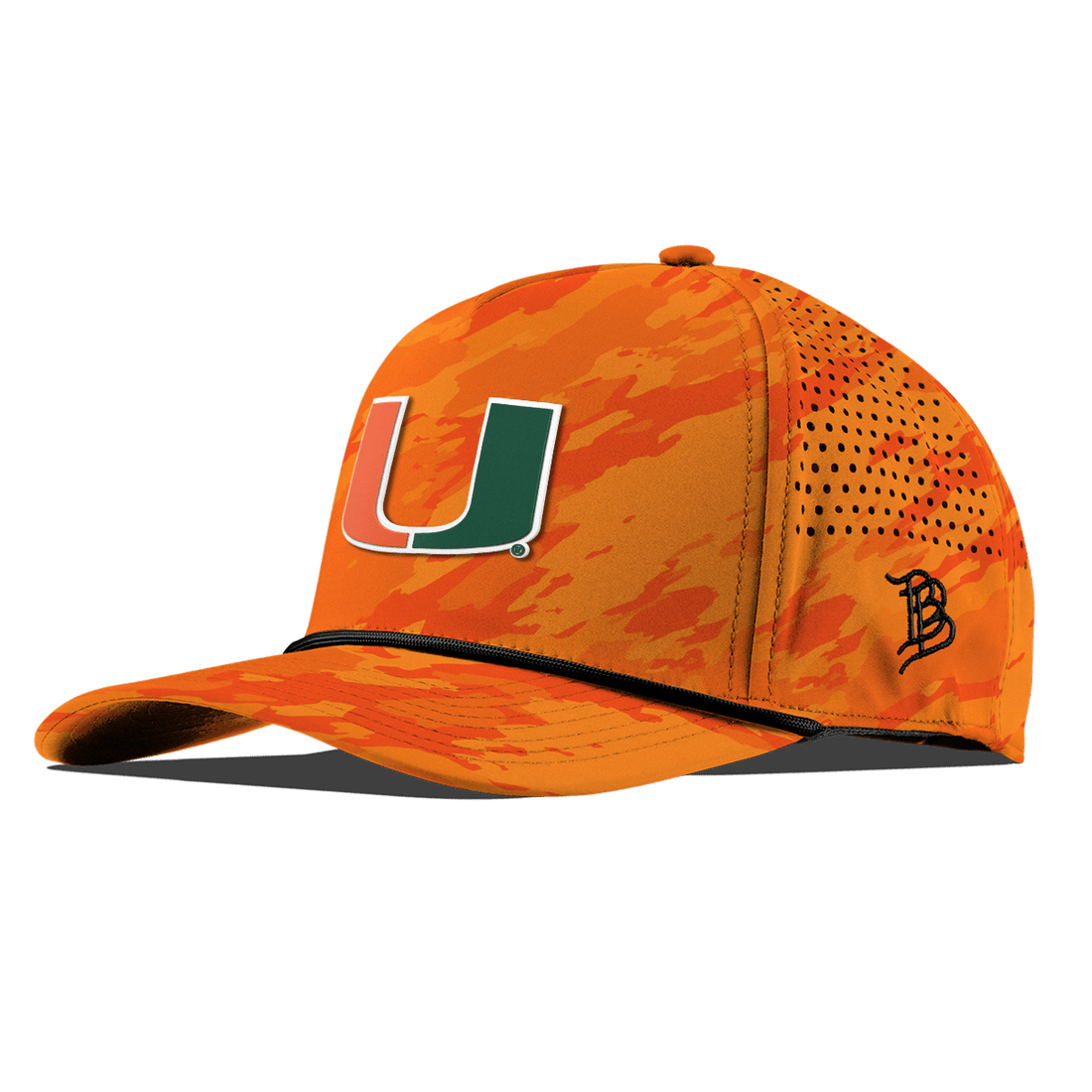 Miami Hurricanes Branded Bills "UMiami Team Logo" Curved 5 Panel Rope Hat - Orange