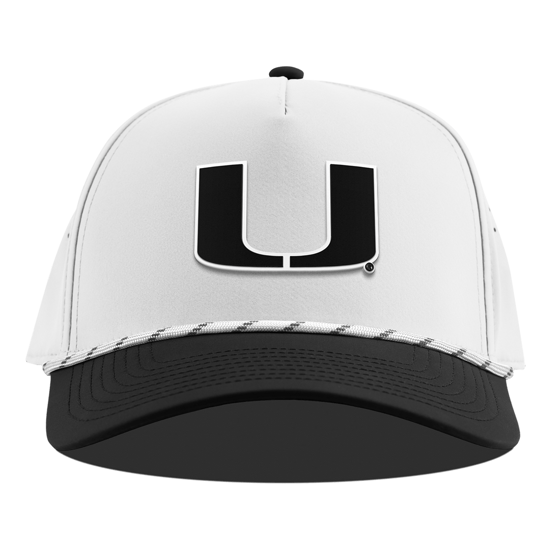 Miami Hurricanes Branded Bills "Primary Logo" Curved 5 Panel Rope Hat - White/Black