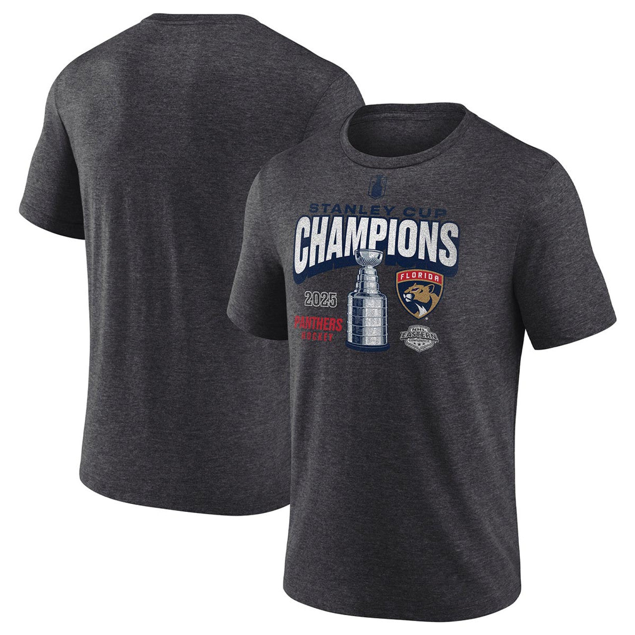 Florida Panthers 2025 Stanley Cup Champions Throwback Style T-Shirt - Charcoal