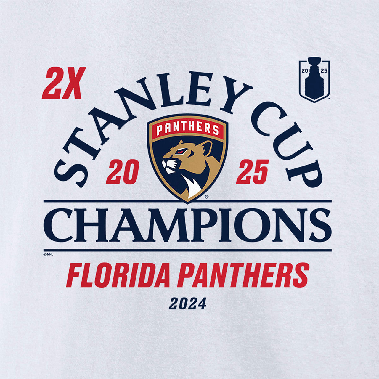 Florida Panthers 2024-2025 Back-to-Back Stanley Cup Champions Top Line T-Shirt - White