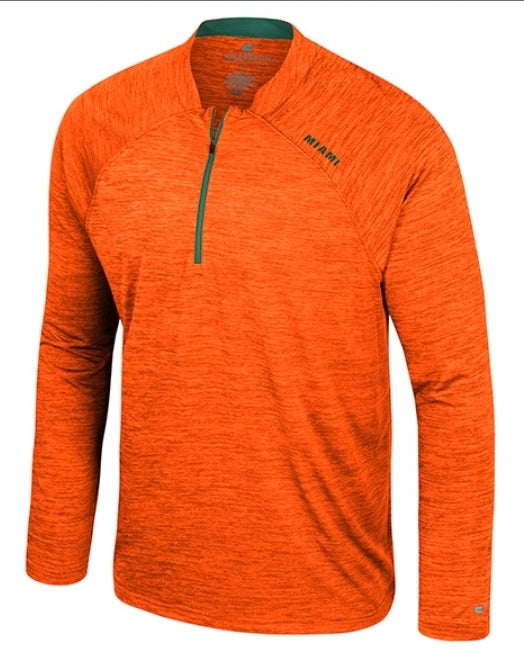 Miami Hurricanes Colosseum Theoretical 1/4 Zip Windshirt - Heather Orange