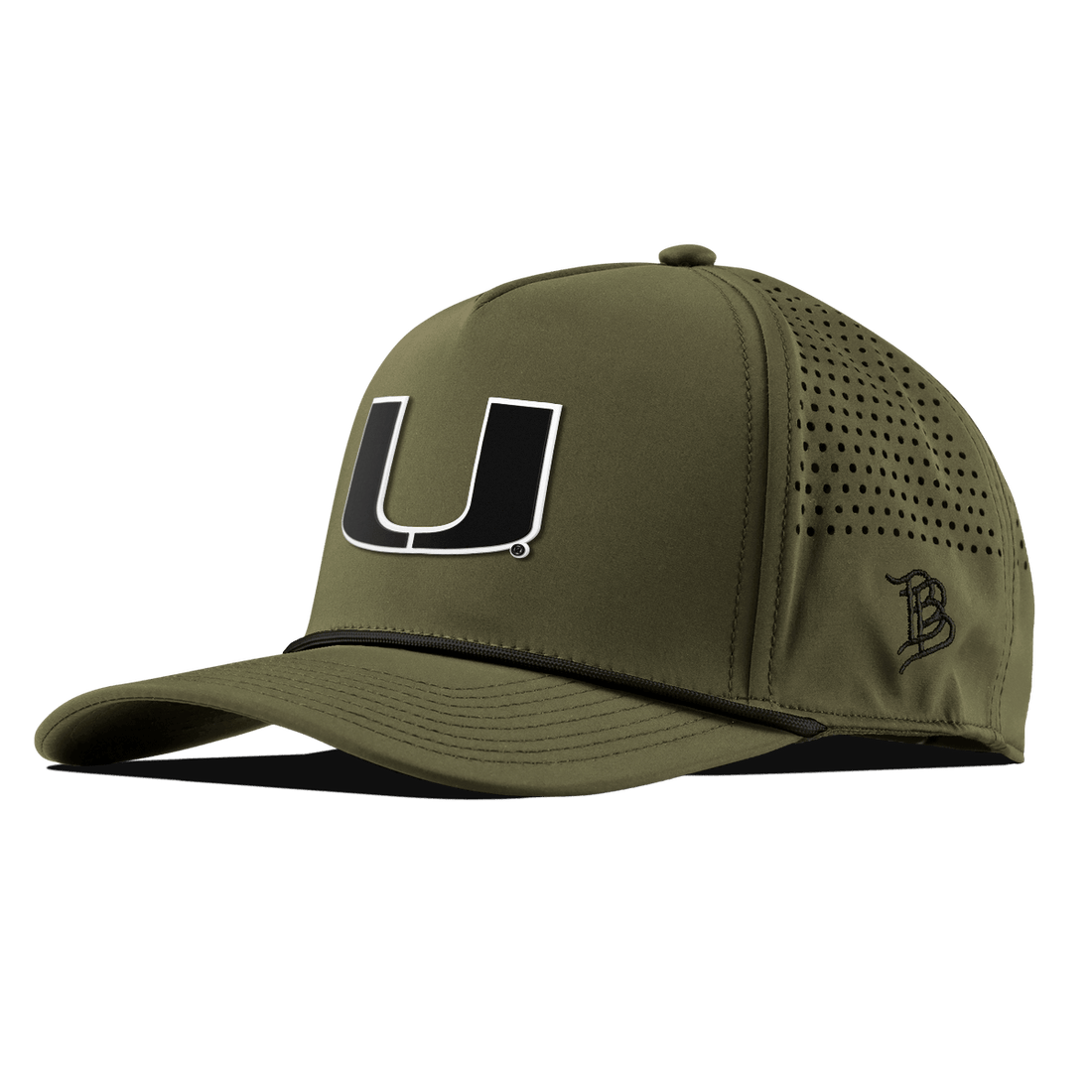 Miami Hurricanes Branded Bills "Primary Logo" Curved 5 Panel Rope Hat - Olive