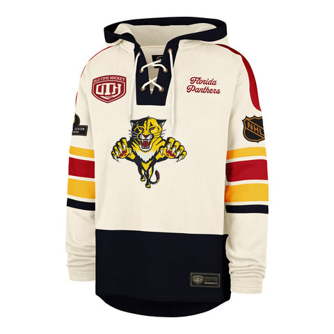 Florida Panthers '47 Brand Old Time Hockey Vintage Puck Drop Heritage Lacer Hoodie - Cream