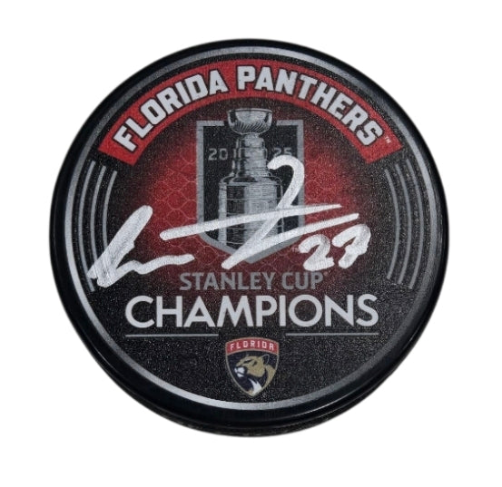 Florida Panthers Eetu Luostarinen Autographed Stanley Cup Champs Hockey Puck with JSA COA
