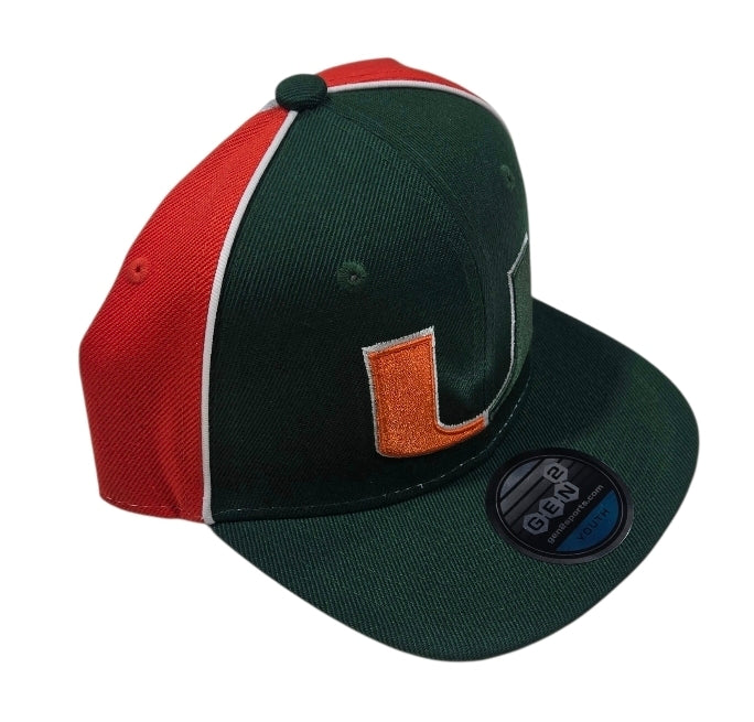 Miami Hurricanes Youth Chalkline Flat Brim Snapback Hat - Tri-Color