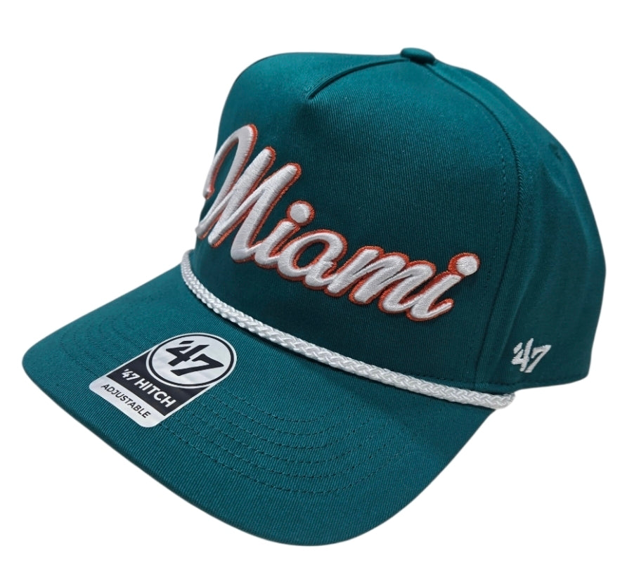 Miami Dolphins '47 Brand Historic Hitch Adjustable Rope Hat - Aqua