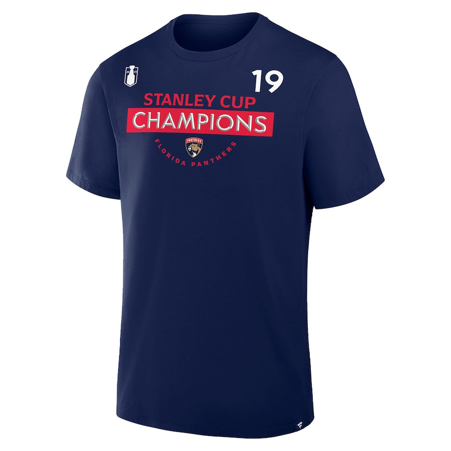 Matthew Tkachuk Florida Panthers Fanatics 2025 Stanley Cup Champions Authentic Pro Name & Number T-Shirt - Navy
