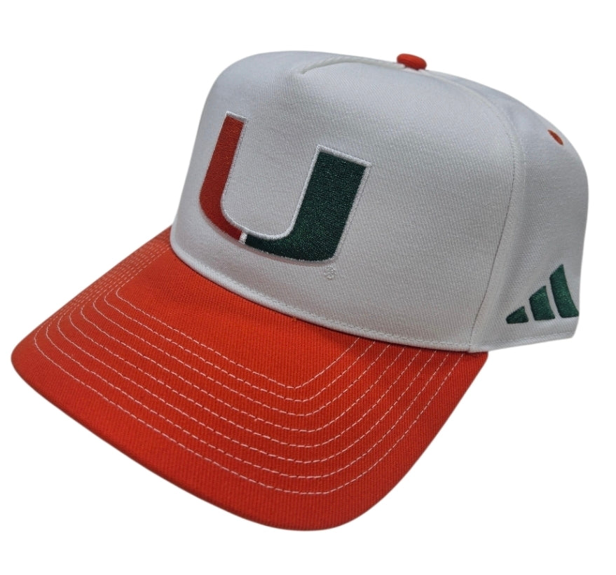 Miami Hurricanes adidas 2026 Primary Logo A-Frame Snapback Hat - White/Orange