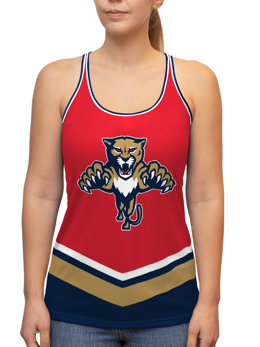 Florida Panthers Women's Bench Clearers Leaping Cat Mesh Jersey Racerback Tank - Red